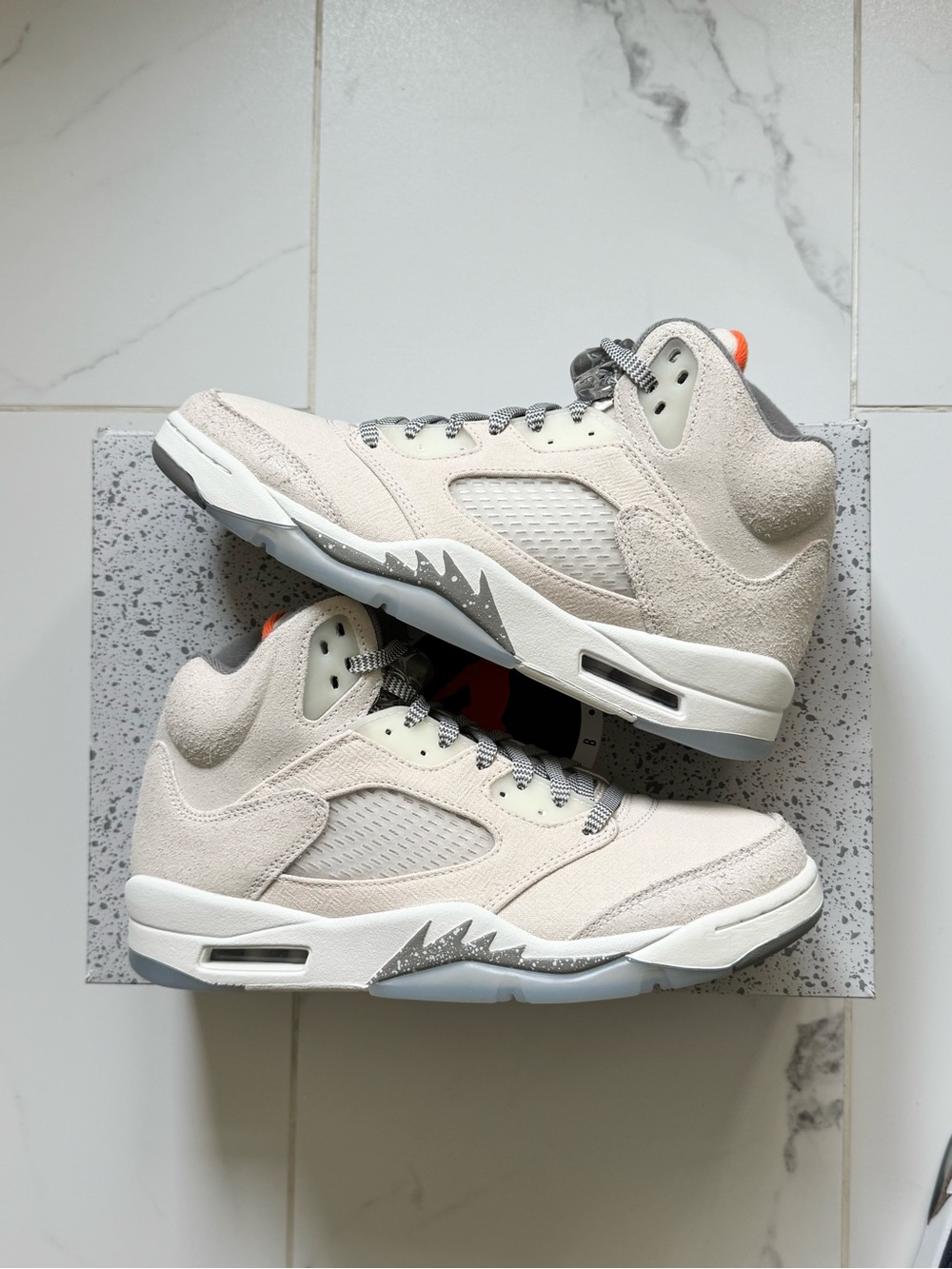 Air Jordan 5 craft Suede High-Top Sneakers - Cream